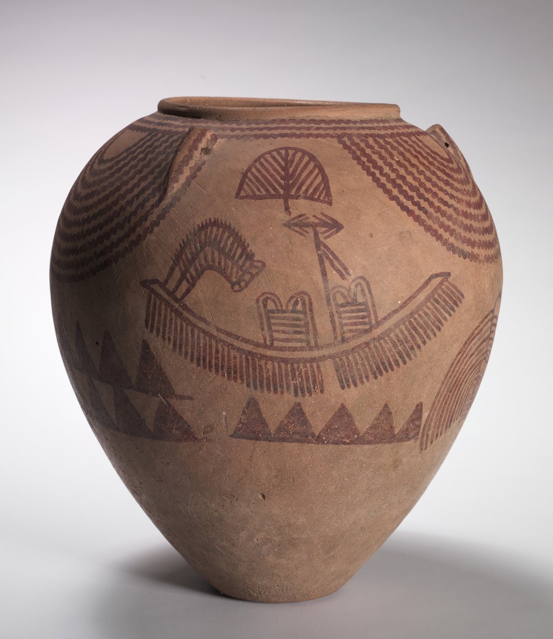 Dekorerad burk med båtscener, mellanpredynastisk period, Naqada IIc-d perioder, c.3300-3100 f.Kr. av Predynastic Period Egyptian