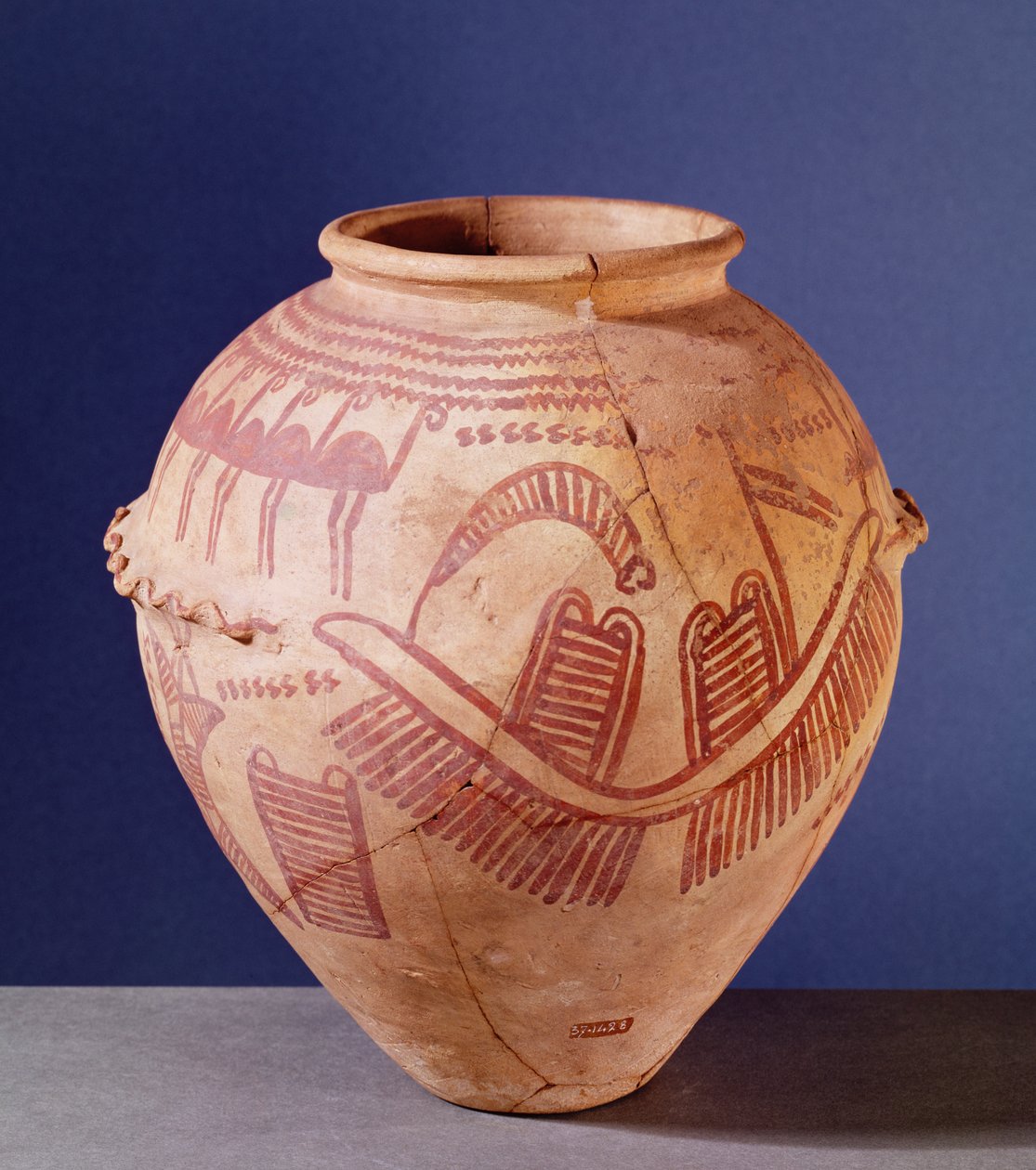Vas föreställande två helgedomar på en pråm, ca 3500 f.Kr. (keramik) av Predynastic Period Egyptian