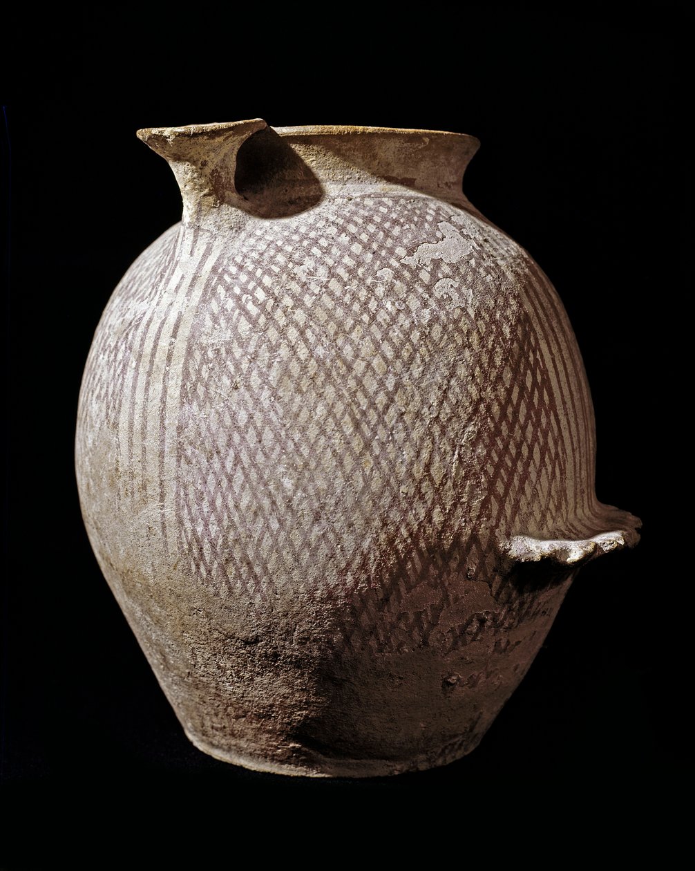 Prehistoire: polykrom keramikvas från Jericho. 3000-2100 f.Kr. Amman, arkeologiska museet, Jordanien av Prehistoric Prehistoric