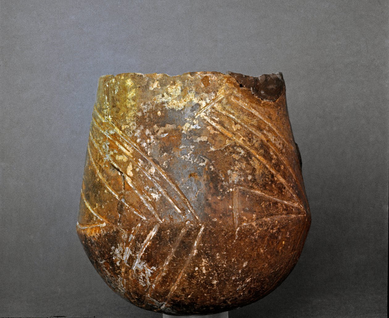 Prehistoire: terrakottavas från nekropolen Caolino vid Sasso di Furbara, Lazio. Stenåldern. Yngre stenåldern. Rom, Luigi Pigorini Nationalmuseum för förhistorisk etnografi av Prehistoric Prehistoric