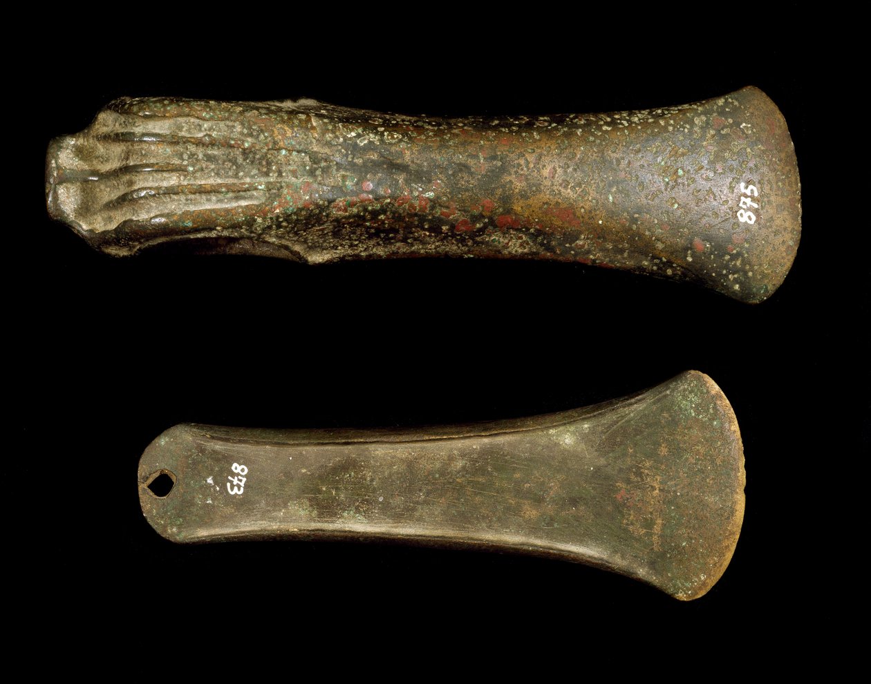 Förhistoria: yxor tillverkade i Kampanien. Slutet på bronsåldern. Avellino, Irpino arkeologiska museum, Italien av Prehistoric Prehistoric