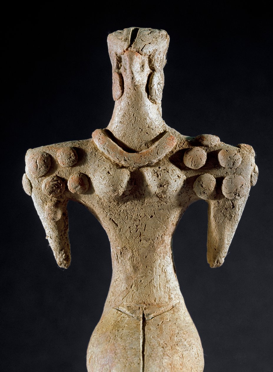 Förhistoria: lerstatyett av en kvinna med fyrkantig axel från centrala Turkmenistan (Kara-Depe-regionen). 4000-3700 f.Kr. Eneolitikum, kopparåldern. Sol. 18 cm Moskva, Institutet för arkeologi vid Ryska vetenskapsakademin, Ryssland av Prehistoric Prehistoric