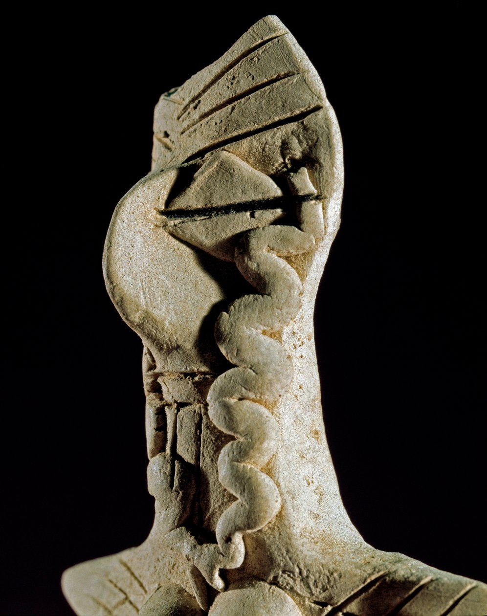 Förhistoria: kvinnans huvud. Lerstatyett från centrala Turkmenistan (regionen Gonur Tepe). 3000-2500 f.Kr., bronsåldern Moskva, Institutet för arkeologi vid Ryska vetenskapsakademin, Ryssland av Prehistoric Prehistoric
