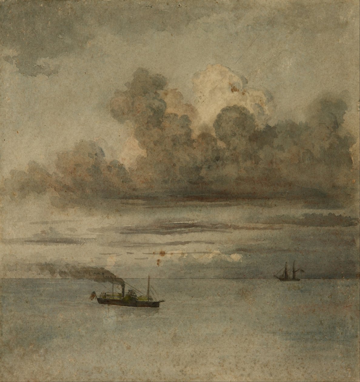 Paisaje con barcos av Prilidiano Pueyrredon