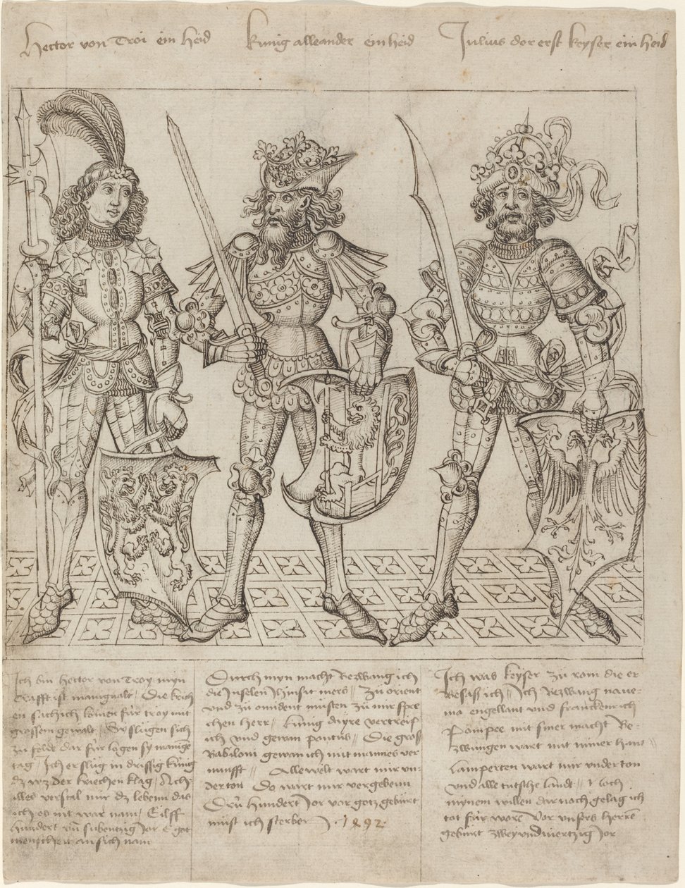 Hector av Troja, Alexander den store och Julius Caesar av Primary Master of the Strassburg Chronicle