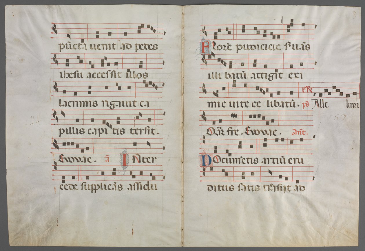 Bifolium from an Antiphonary: Music, c. 1320-1340. av Primo Miniatore di San Domenico