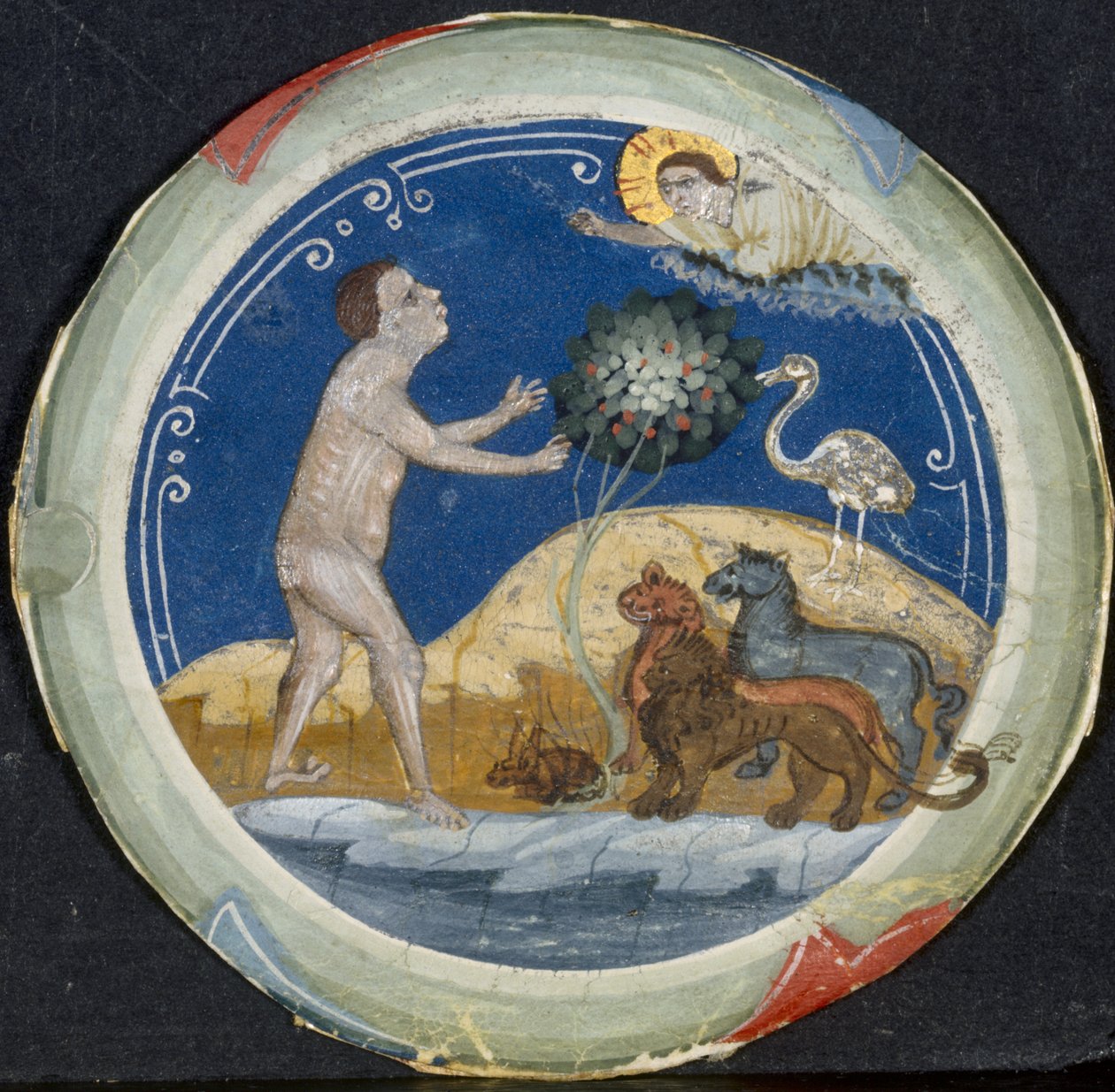 Medallion from the Border of a Latin Bible: The Sixth Day of Creation, tidigt 1300-tal. av Primo Miniatore di San Domenico