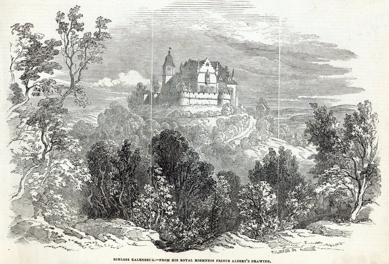 Schloss Kalenberg, graverad av W.J. Linton, från 