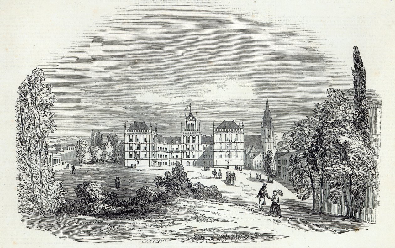 The Palace of Ehrenburg, Coburg, graverad av W.J. Linton, från 