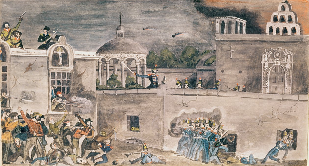 Amerikanska trupper under general Doniphan stormar biskopspalatset i Monterrey, ca 1846 av Private Samuel Chamberlain
