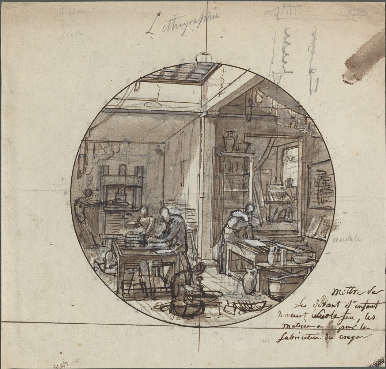 Litografisk verkstad av Probably French 19th Century