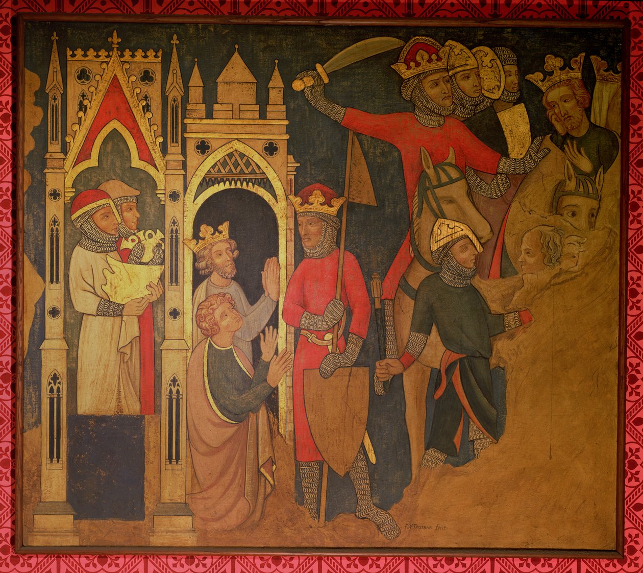 Fångenskap av kung Jojakin av Israel, rekonstruktion av en väggmålning ursprungligen i Painted Chamber of the Palace of Westminster av Professor Ernest Tristram
