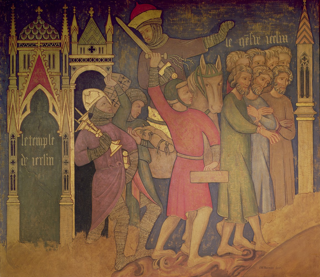 The Captivity of the Jews, rekonstruktion av en vägg, en målning ursprungligen i Painted Chamber of the Palace of Westminster av Professor Ernest Tristram