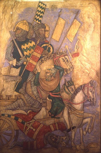 Antiochos historia, rekonstruktion av en vägg, en målning ursprungligen i Painted Chamber of the Palace of Westminster av Professor Ernest Tristram