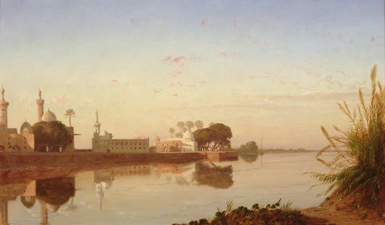 Udsigt over Nilen i Nedre Egypten, ca. 1840 swed av Prosper Georges Antoine Marilhat