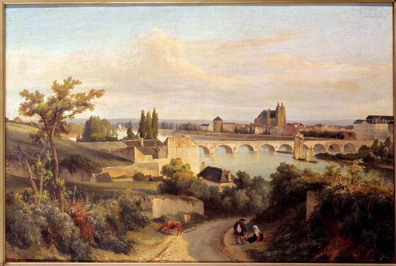 The Bridge of Tours 1833 Målning av Prosper Barbot (1798-1878) 1833 Nantes, Musee des Beaux Arts av Prosper Barbot
