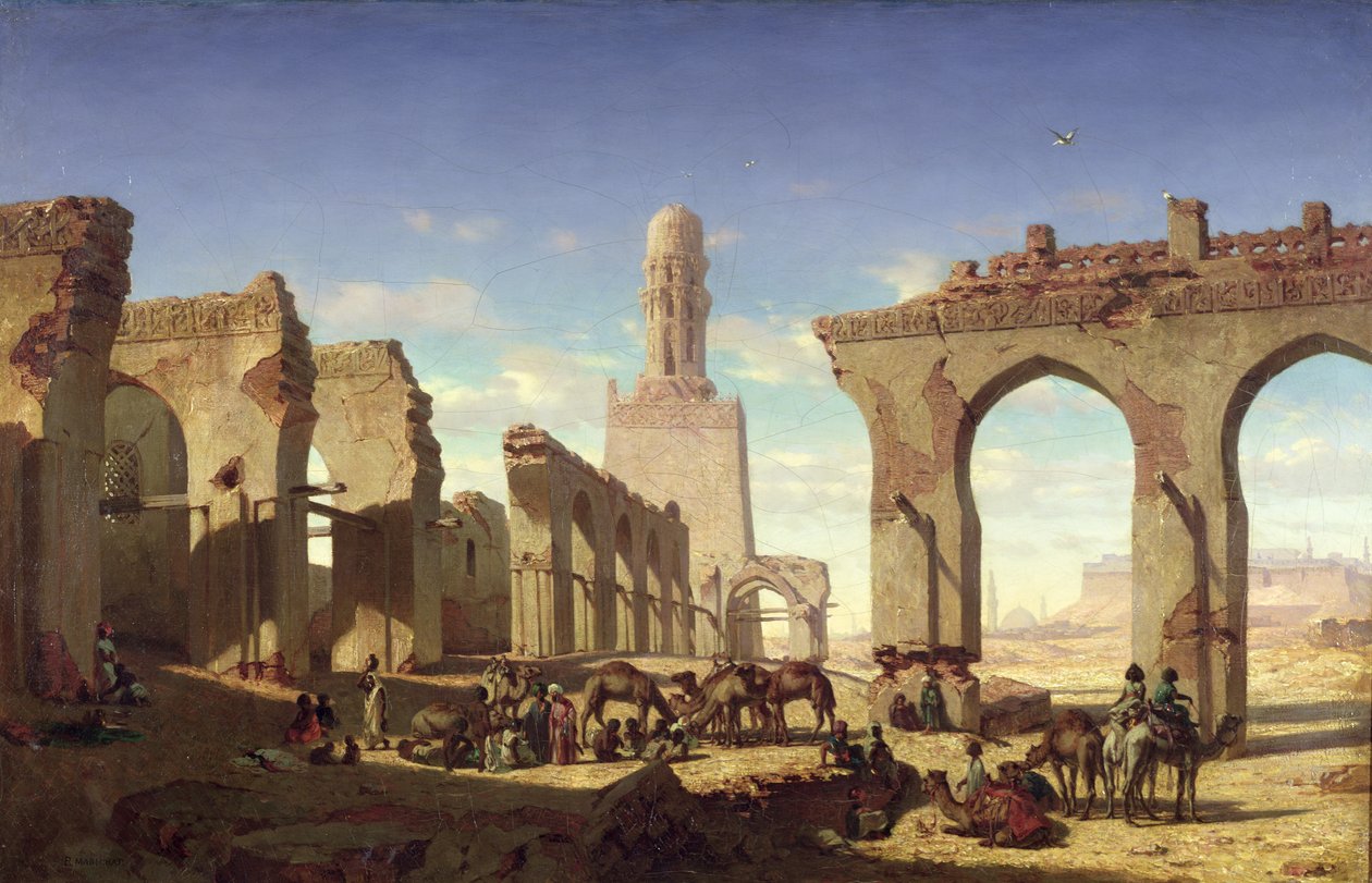 Ruinerna av moskén av kalifen El Haken, Kairo, c.1840 av Prosper Georges Antoine Marilhat