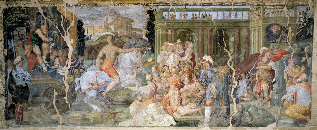 Berättelser om påven Sylvester och kejsaren Konstantin, av Prospero Fontana (1512-1597), fresk, sal, Palazzina della Viola, Bologna, Italien av Prospero Fontana