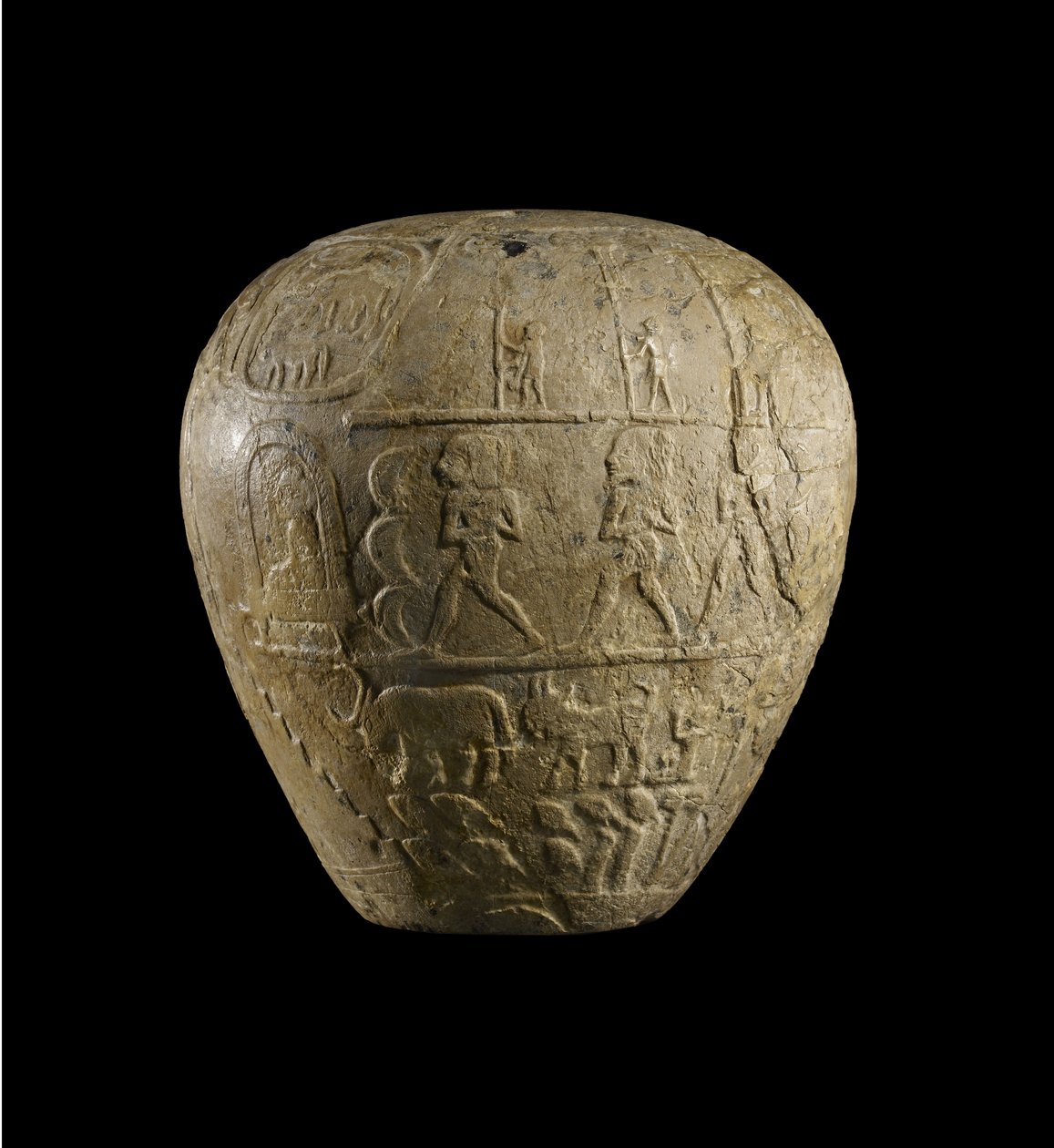 Macehead av Narmer kalksten av Protodynastic Period Egyptian