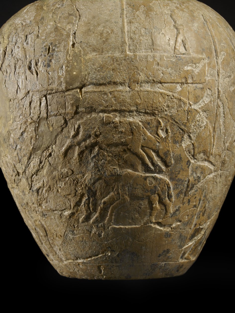 Macehead av Narmer kalksten av Protodynastic Period Egyptian