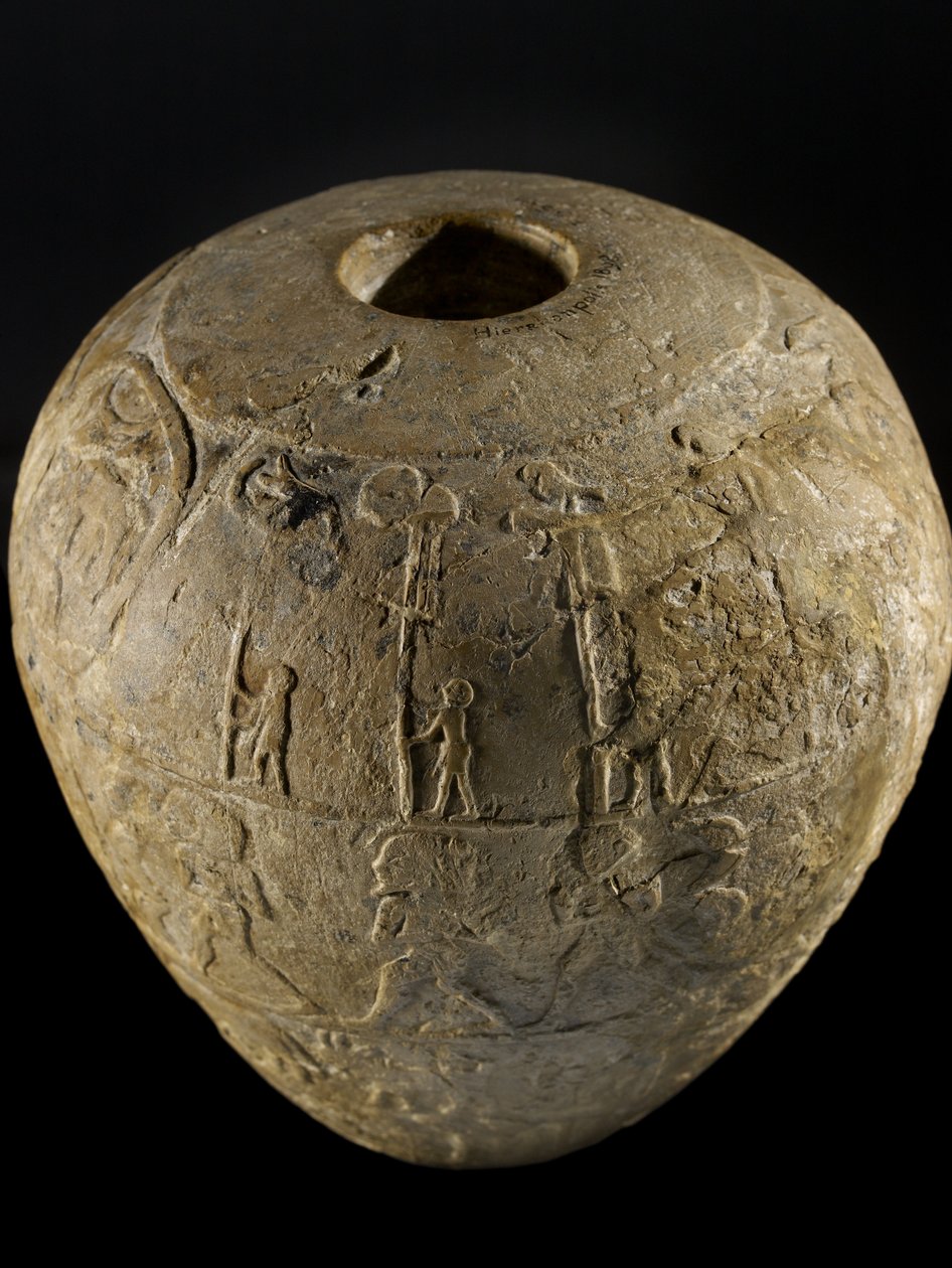 Knivhuvud av Narmer-kalksten av Protodynastic Period Egyptian