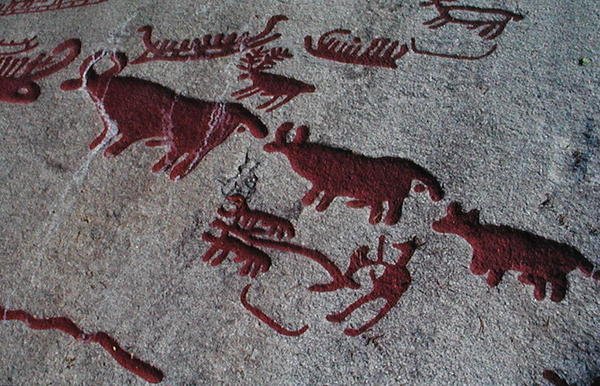 Jaktscen (hällmålning) av Protohistoric