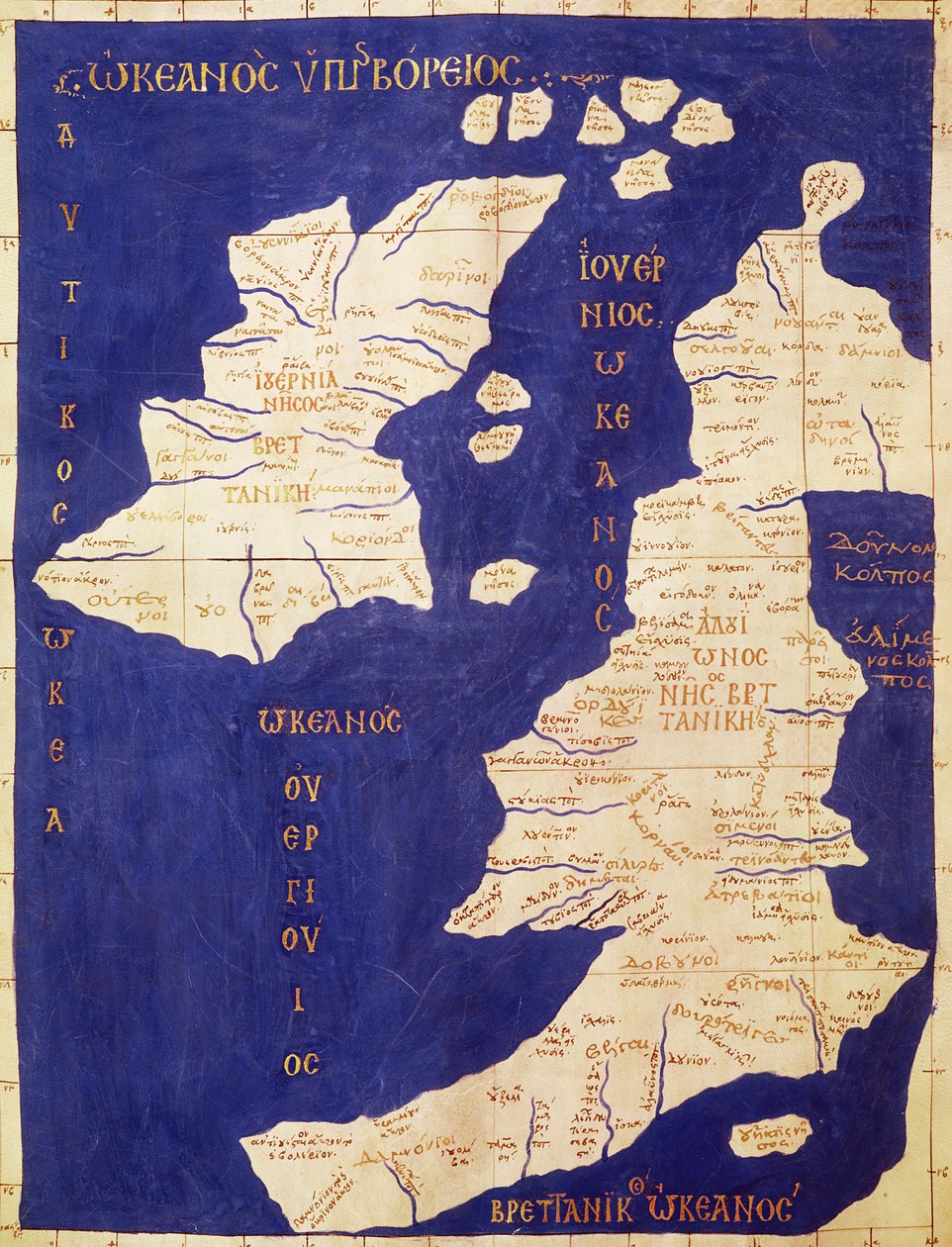 Karta över de brittiska öarna, från "Geographia" av Ptolemy