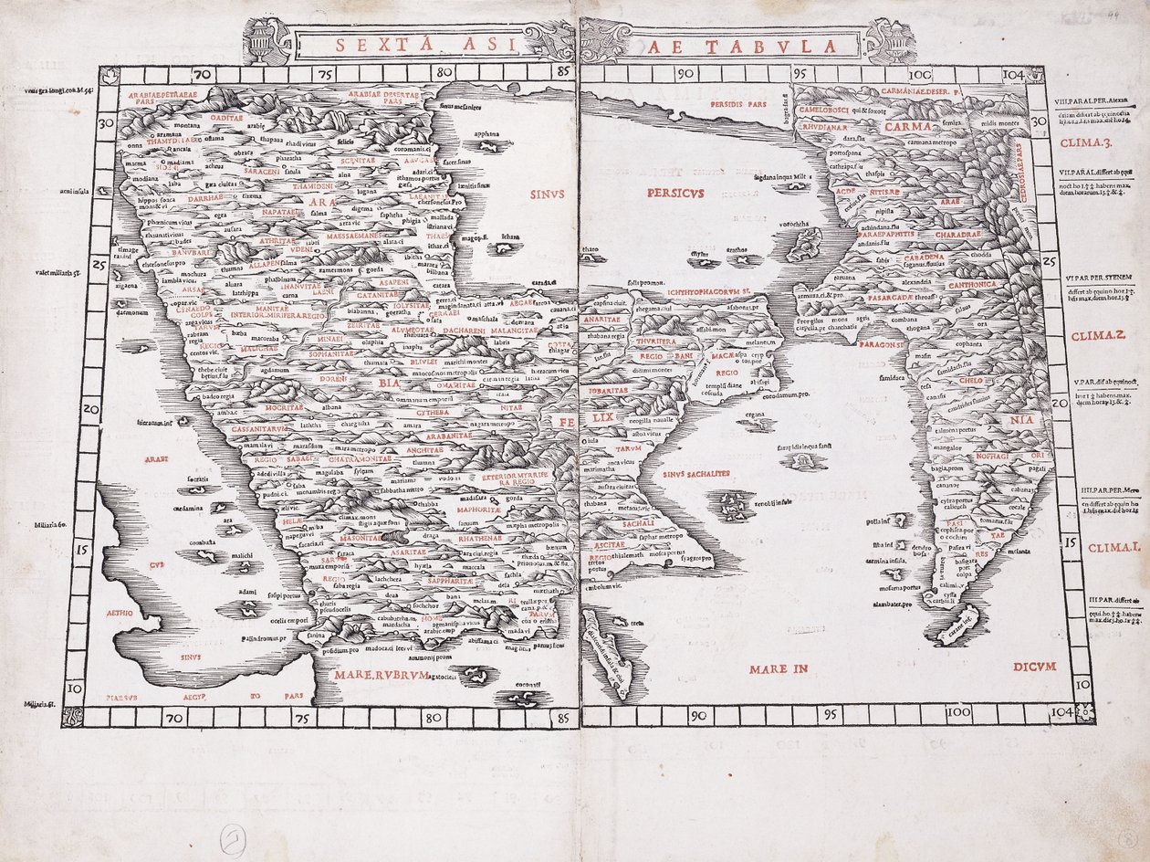 Den sjätte kartan över Asien av Ptolemy