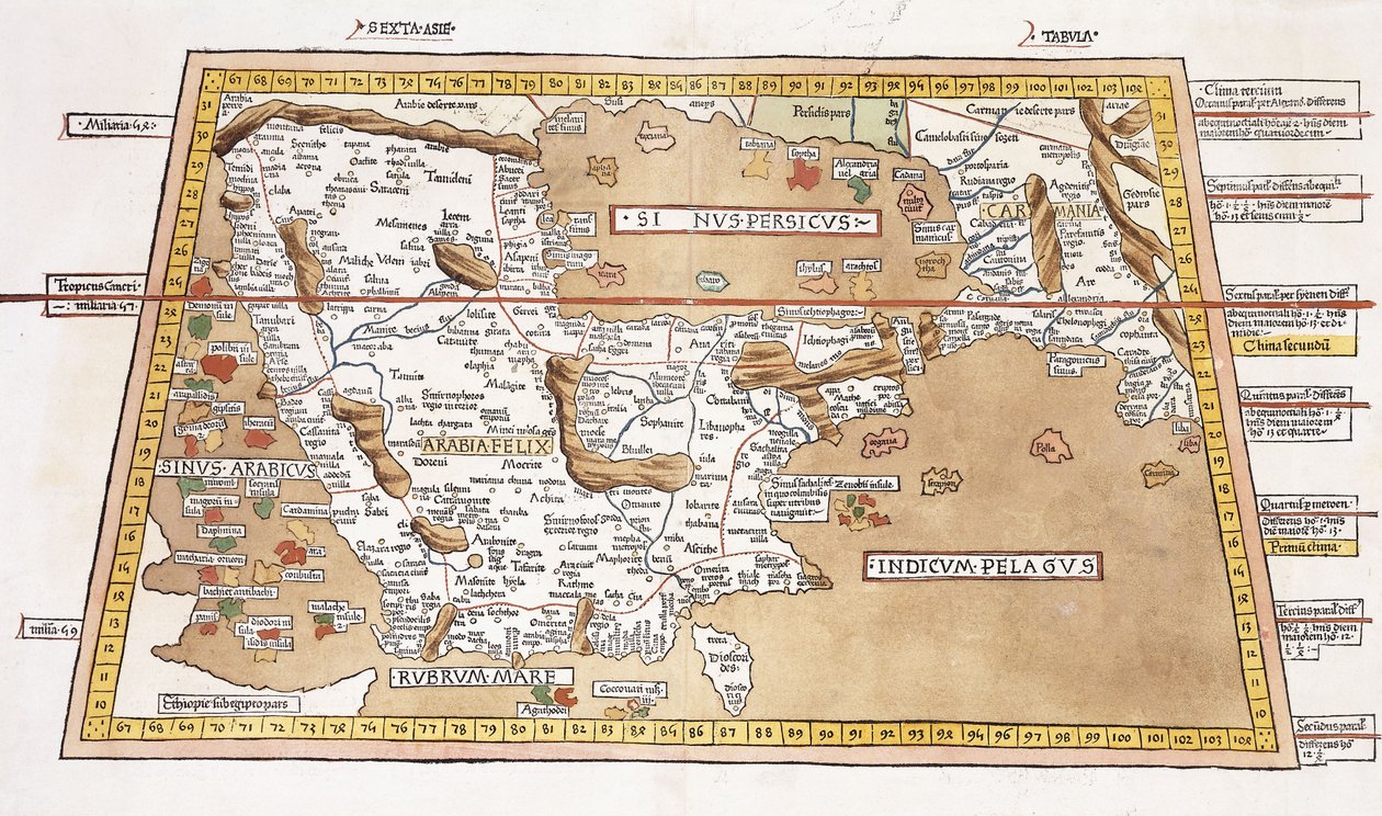 Sjätte Asie Tabula, 1541 av Ptolemy