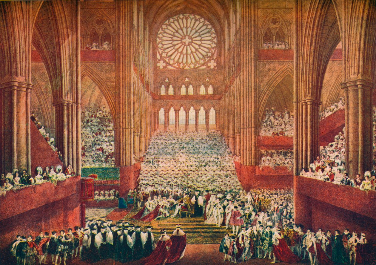 Kröningen av kung George IV i Westminster Abbey, London, 1821 1906. av Pugin and Stephanoff