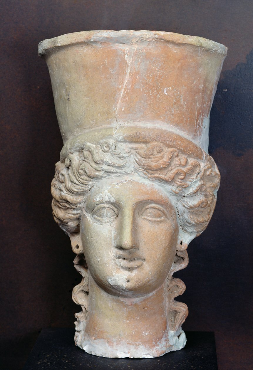 Rökelsebrännare i form av huvudet på en kvinnlig gudom, från Salammbo Sanctuary, Carthage (terrakotta) av Punic