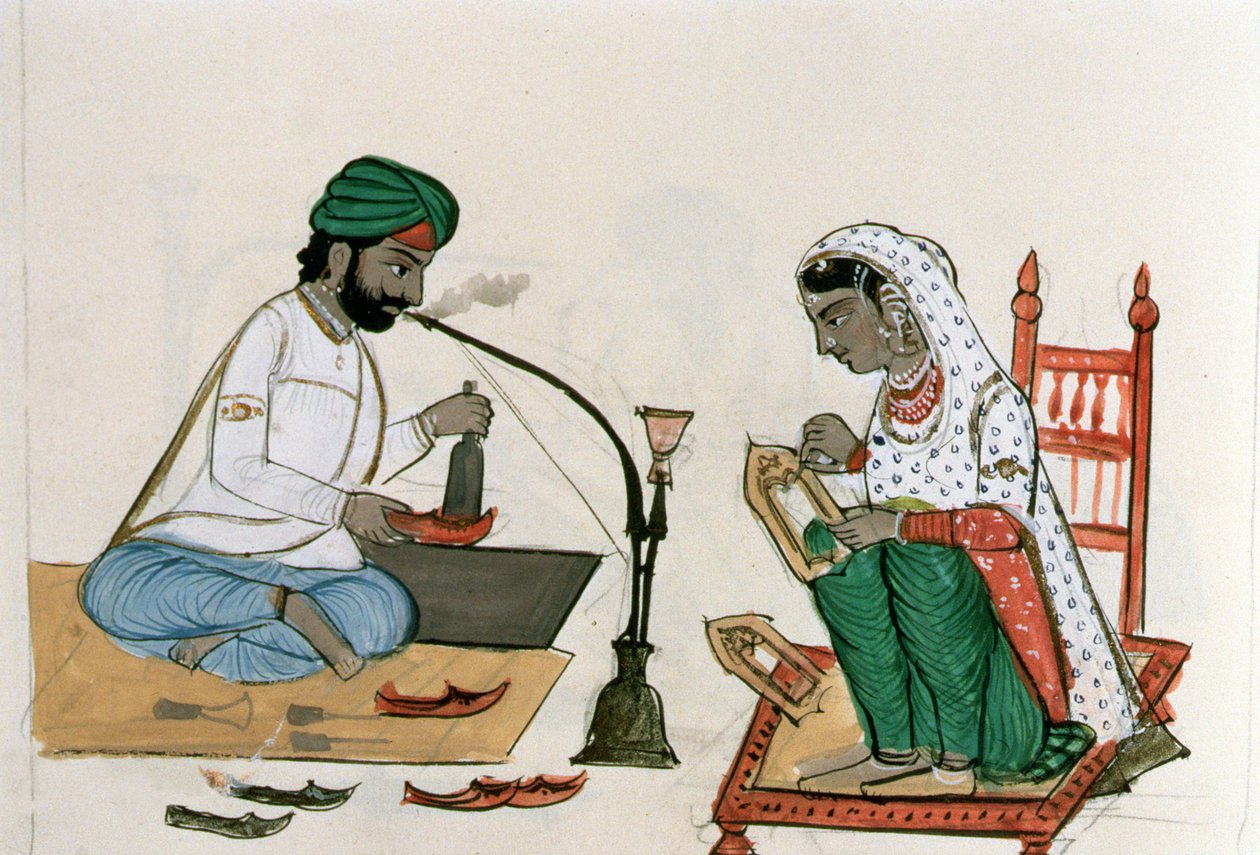 Skomakare (Mochi) c.1890 (wc på papper) av Punjabi School