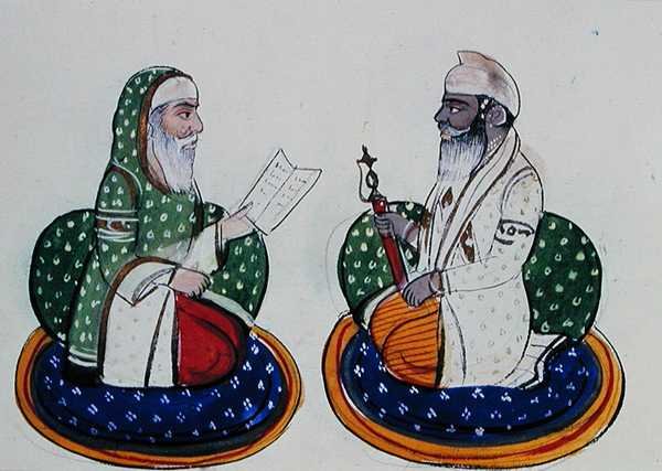 Fakir Nur-ud-din och Sardar Atar Singh, ca 1890 (akvarell på papper) av Punjabi School