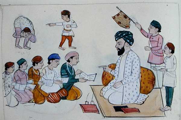 Indigenous School, ca 1890 (akvarell på papper) av Punjabi School