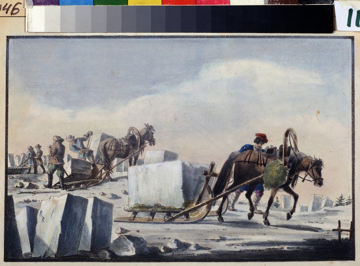 Isklyvning. Målning av Pjotr ​​Alexandrovich Alexandrov (1794-?). Akvarell och tusch på papper av Pyotr Alexandrovich Alexandrov