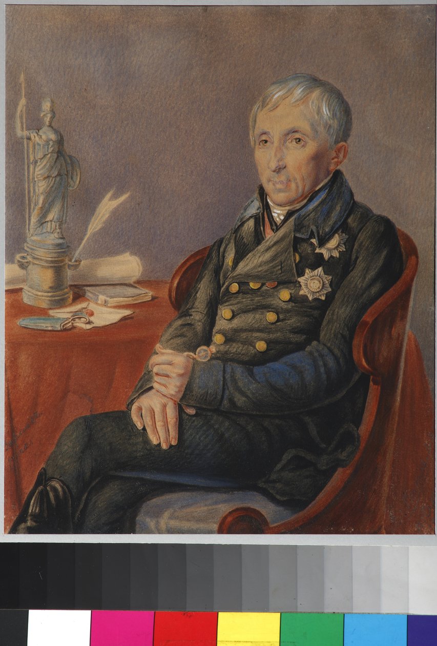 Porträtt av Alexey Nikolaevich Olenin (1763-1843) par Olenin, Pjotr ​​Alekseevich (1828-1855) av Pyotr Alexeevich Olenin