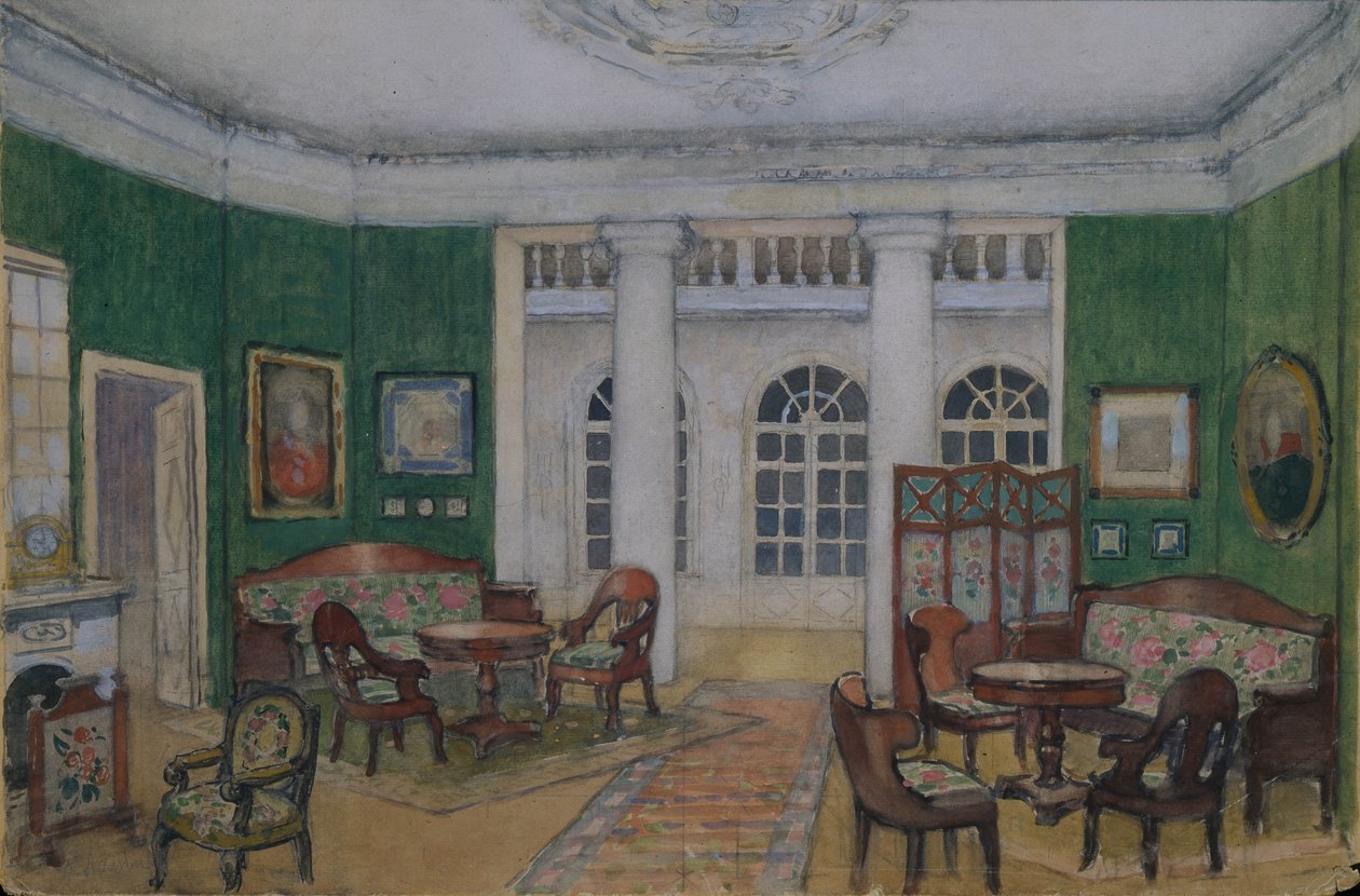 Scenografi för operan Eugene Onegin av P. Tchaikovsky, 1900-talet av Pyotr Borisovich Lambin