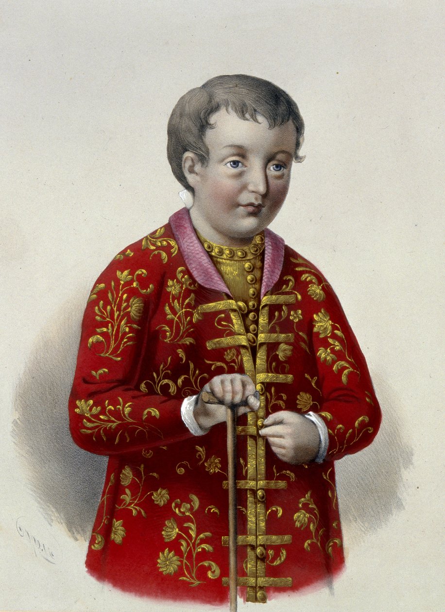 Storhertig Simeon Alexeievitch (1665-1669) av Ryssland (Tsarevich Simeon Alexeevich av Ryssland). Verk av Pyotr Fyodorovich Borel (1829-1898), litografi cirka 1860. Rysk konst från 1800-talet, nyklassicism. Ryska statsbiblioteket, Moskva. av Pyotr Fyodorovich Borel