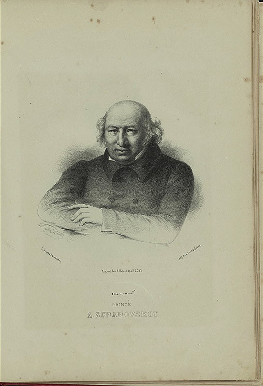 Porträtt av författaren Prins Alexander Shakhovskoi 1777-1846, 1860-talet av Pyotr Fyodorovich Borel