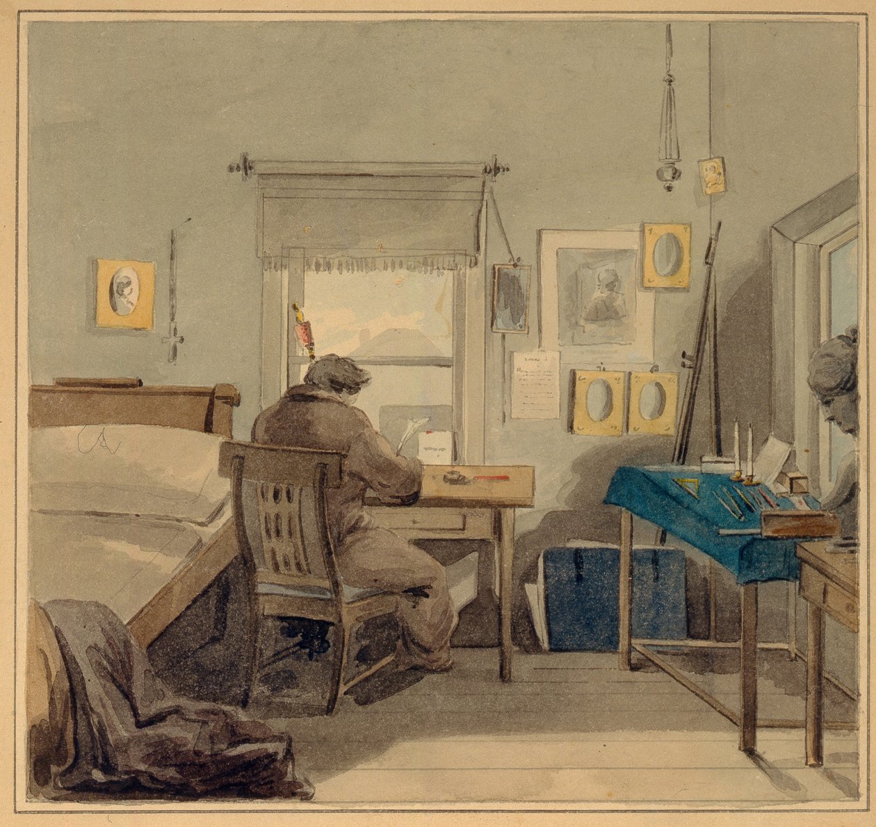 På jobbet. I Pavel Nashchokin House, 1824 av Pyotr Fyodorovich Sokolov