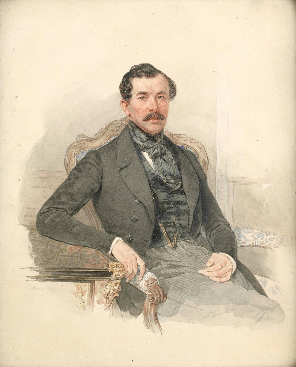 Maximilian de Leuchtenberg, beskyddare och mineralog - Porträtt av Maximilian de Beauharnais, 3:e hertig av Leuchtenberg (1817-1852) - Pjotr ​​Fjodorovich Sokolov (1791-1848). Akvarell på kartong Mått: 25x21 cm Privat samling av Pyotr Fyodorovich Sokolov