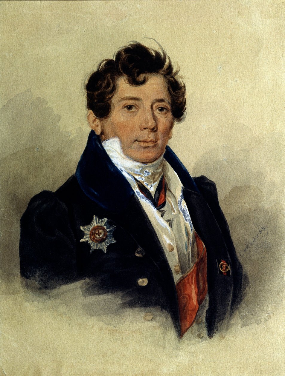""Porträtt av Alexander Turgenev (1784-1846), rysk historiker och statsman"" Litografi av Pjotr ​​Fjodorovich Sokolov (1791-1848) 1816 Pushkin Memorial Museum, Sankt Petersburg av Pyotr Fyodorovich Sokolov
