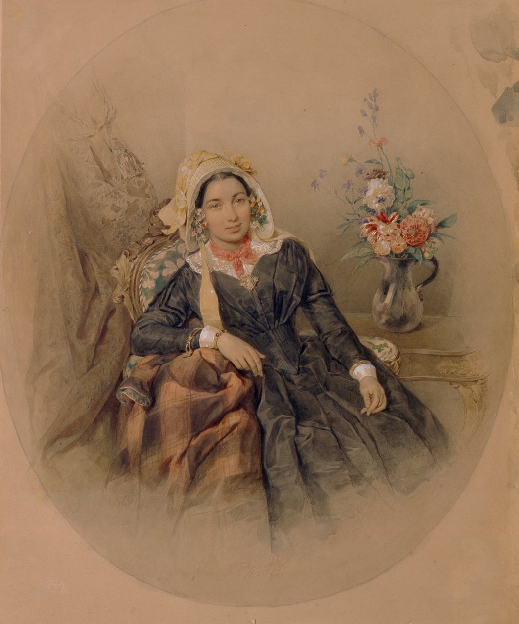 Porträtt av friherrinnan Iuliania Ivanovna Klodt von Jürgensburg, 1845 av Pyotr Fyodorovich Sokolov
