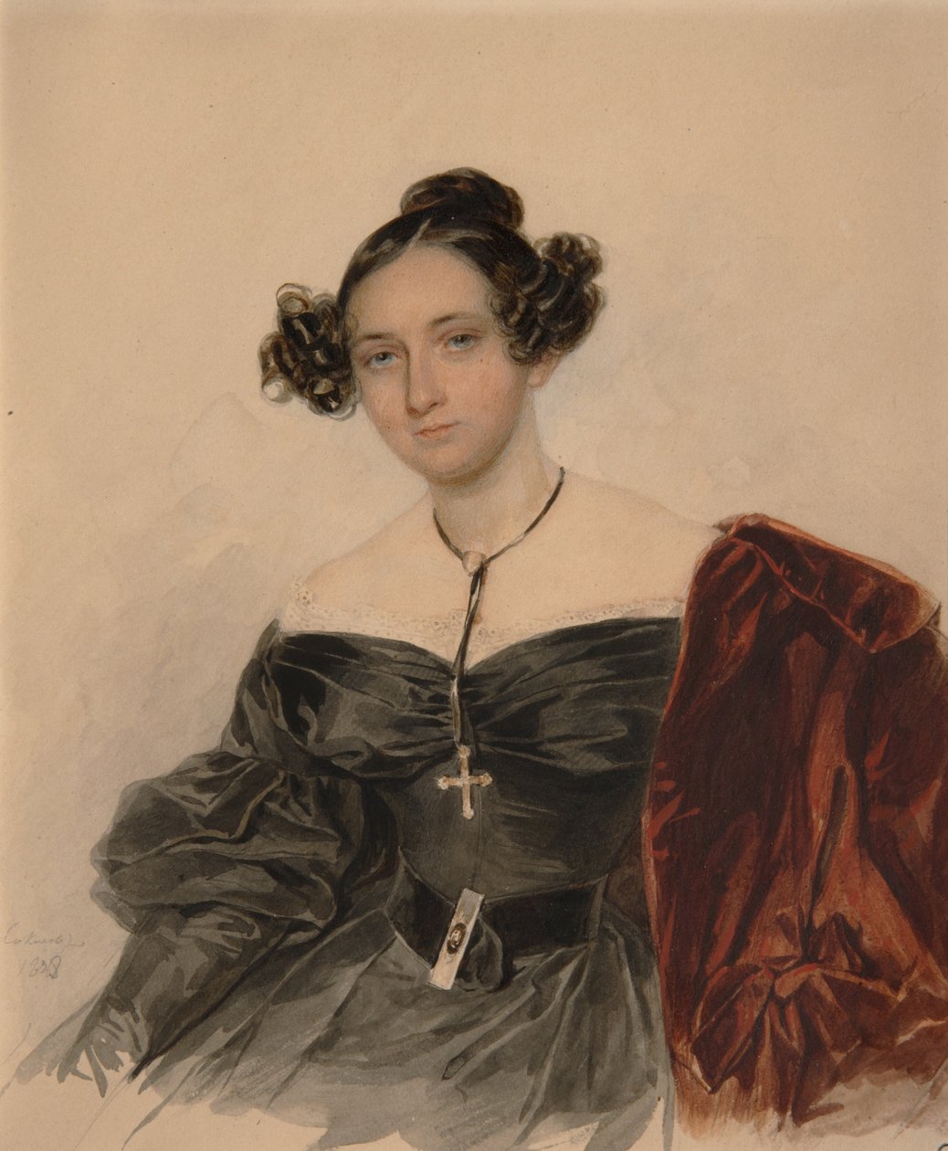 Porträtt av grevinnan Nadezhda Ivanovna Golitsyna 1796-1868, född grevinnan Kutaysova, 1832 av Pyotr Fyodorovich Sokolov