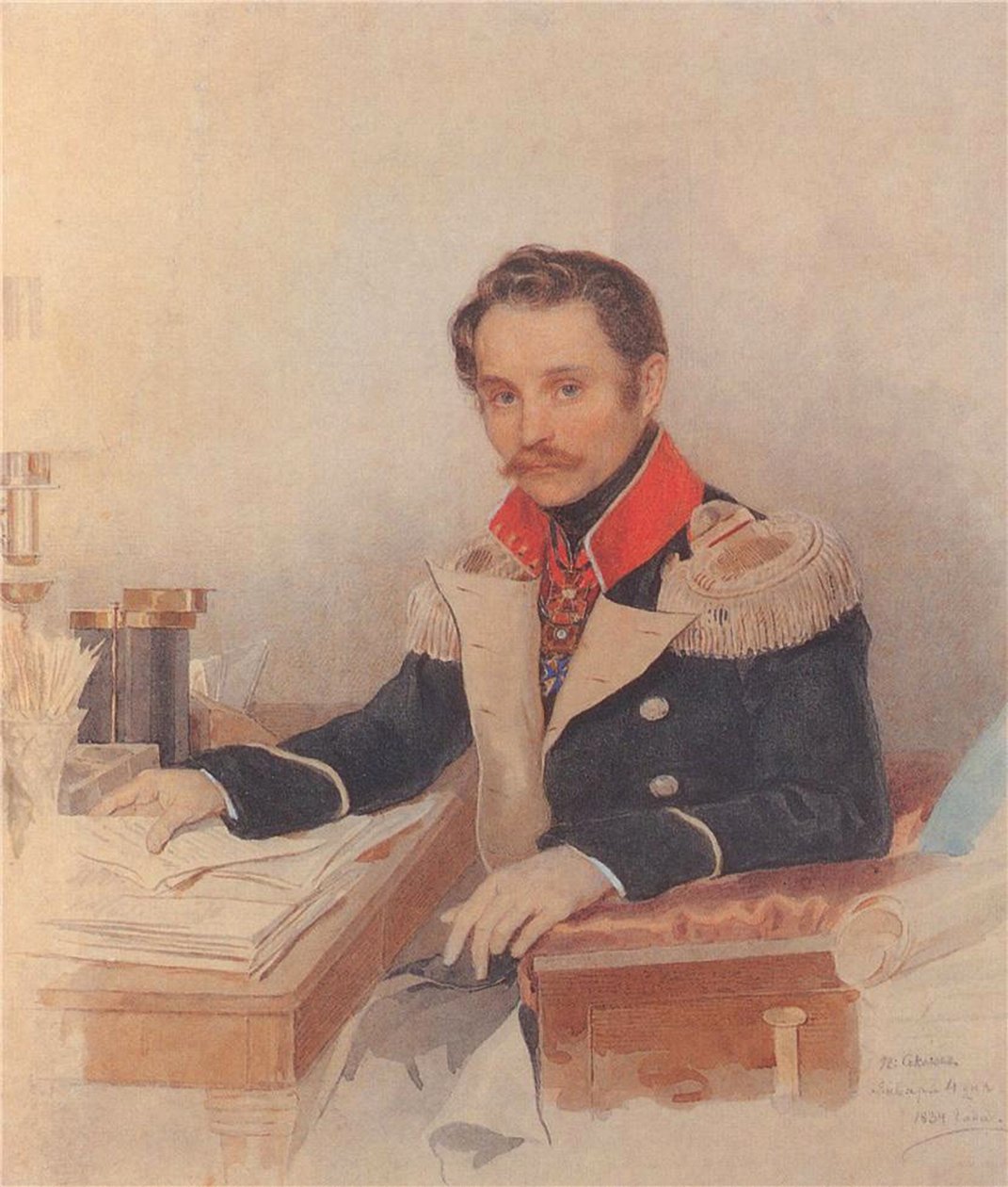 Porträtt av Leonty Vasilievich Dubelt 1792-1862, stabschef för Gendarmeskåren, 1834 av Pyotr Fyodorovich Sokolov