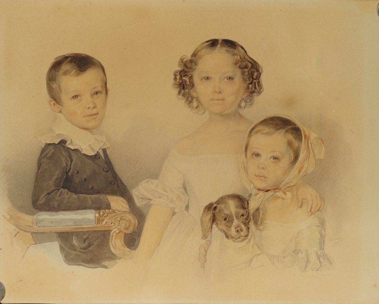 Porträtt av Lanskoy-barnen, 1839 av Pyotr Fyodorovich Sokolov