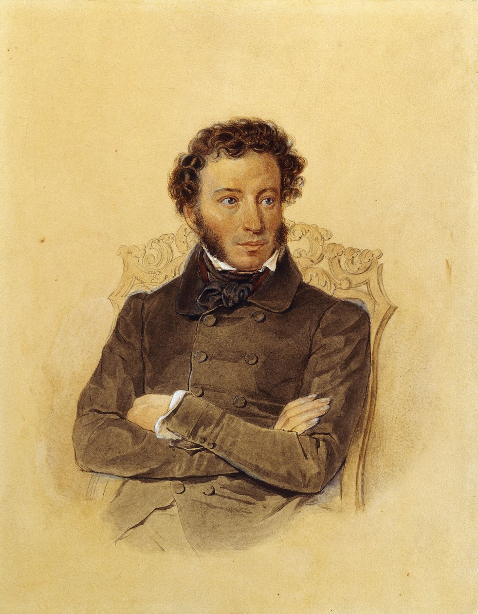 Porträtt av poeten Aleksandr Sergeevich Pushkin, ca. 1830 av Pyotr Fyodorovich Sokolov