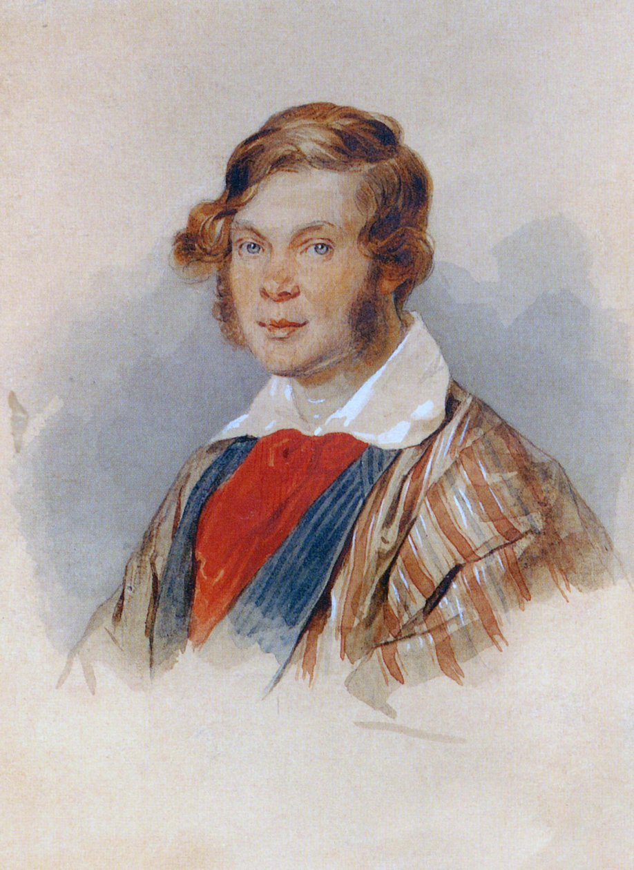 Porträtt av poeten prins Pyotr A. Vyazemsky 1792-1878, 1830-talet av Pyotr Fyodorovich Sokolov