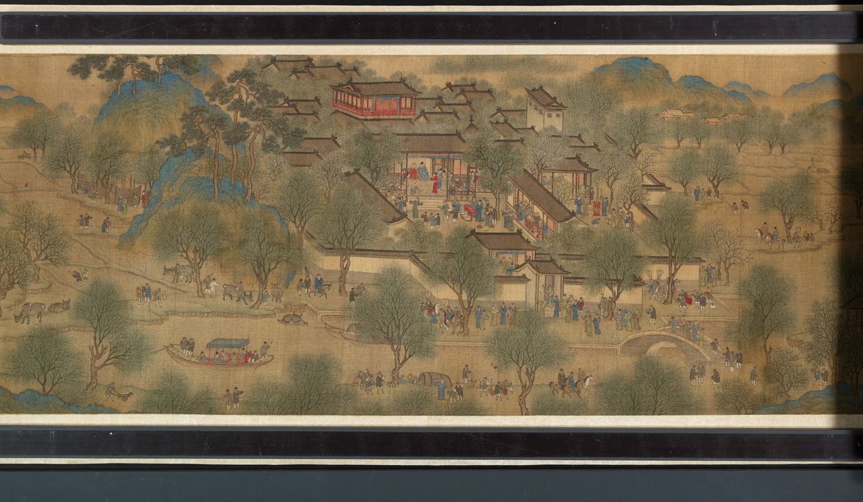Vårfest på floden (detalj), handcroll av Qing Dynasty Chinese School