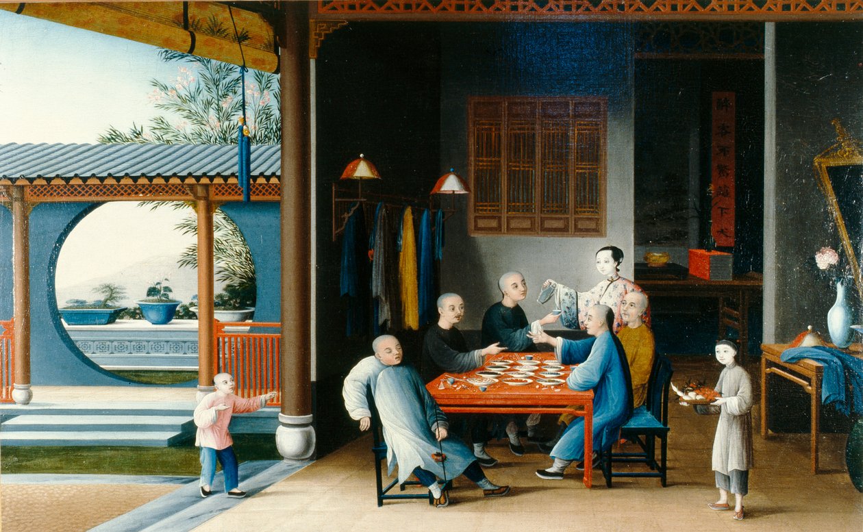 En matscen, ca 1800 (olja på duk) av Qing Dynasty Chinese School